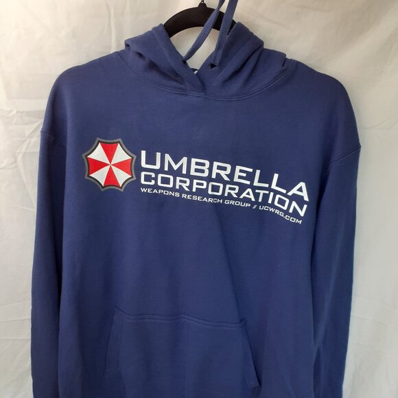 New Large Umbrella Corporation Resident Evil Blue Pullover Hoodie - Picture 1 of 6